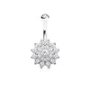 Crystal Paved Dahlia 316L Surgical Steel WildKlass Belly Button Navel Rings-WildKlass Jewelry