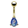 Opal Glitter Tear Drop Prong Set Gold IP Over 316L Surgical Steel WildKlass Belly Button Navel Rings-WildKlass Jewelry