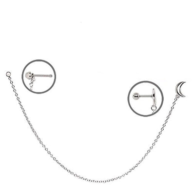 316L Stainless Steel Moon WildKlass Chain Nose + Cartilage Earring-WildKlass Jewelry