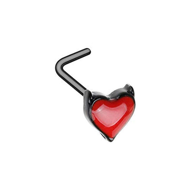 WILDKLASS Blacken Devil's Heart L-Shape Nose Ring-WildKlass Jewelry