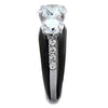 WildKlass Stainless Steel Ring Two-Tone IP Black Women AAA Grade CZ Clear-WildKlass Jewelry