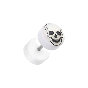 Glow in the Dark Death Skull Acrylic WildKlass Fake Plug-WildKlass Jewelry