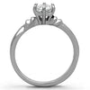 WildKlass Stainless Steel Solitaire Ring High Polished (no Plating) Women AAA Grade CZ Clear-WildKlass Jewelry