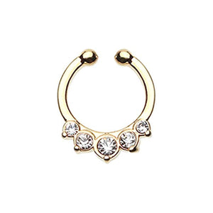Golden Multi-Gem Precia WildKlass Fake Septum Clip-On Ring-WildKlass Jewelry