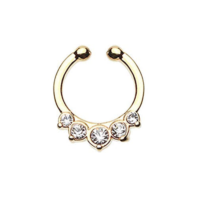 Golden Multi-Gem Precia WildKlass Fake Septum Clip-On Ring-WildKlass Jewelry