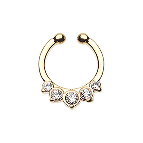 Golden Multi-Gem Precia WildKlass Fake Septum Clip-On Ring-WildKlass Jewelry