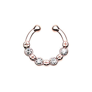 Rose Gold Elan Multi-Gem WildKlass Fake Septum Clip-On Ring-WildKlass Jewelry