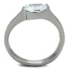 WildKlass Stainless Steel Solitaire Ring High Polished (no Plating) Women AAA Grade CZ Clear-WildKlass Jewelry