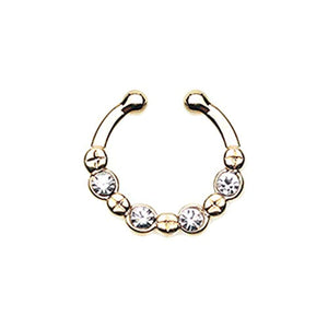 Golden Elan Multi-Gem WildKlass Fake Septum Clip-On Ring-WildKlass Jewelry