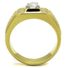WildKlass Stainless Steel Ring Two-Tone IP Gold Men AAA Grade CZ Clear-WildKlass Jewelry