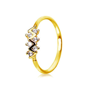 Gold Plated Jeweled Zig-Zag WildKlass Cartilage Earring/Nose Hoop Ring-WildKlass Jewelry