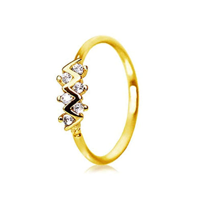 Gold Plated Jeweled Zig-Zag WildKlass Cartilage Earring/Nose Hoop Ring-WildKlass Jewelry