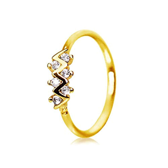 Gold Plated Jeweled Zig-Zag WildKlass Cartilage Earring/Nose Hoop Ring-WildKlass Jewelry