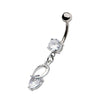 WildKlass Navel with Clear Gem Hoop Dangle Charm (14g 3/8")-WildKlass Jewelry