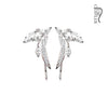 Pair of CZ Paved Feather and Marquise CZ Dangle Prepacked WildKlass Ear Crawler/Ear Climber-WildKlass Jewelry