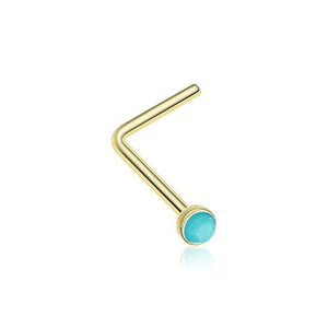 Turquoise Stone L-Shaped Nose Ring-WildKlass Jewelry