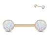 WildKlass Druzy Stone Set Ends Rose Gold PVD Over 316L Surgical Steel Barbell Nipple Rings-WildKlass Jewelry