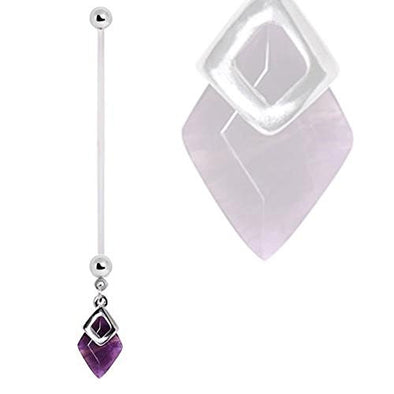 PTFE Diamond Amethyst Dangle Pregnancy WildKlass Navel Ring-WildKlass Jewelry