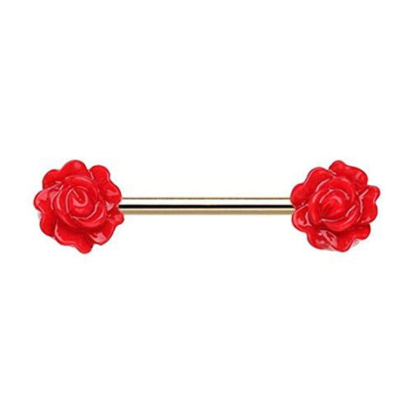 Golden Acrylic Rose WildKlass Nipple Barbell Ring-WildKlass Jewelry