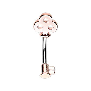 Rose Gold Dainty Princess Key WildKlass Belly Button Ring-WildKlass Jewelry