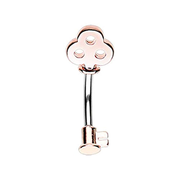 Rose Gold Dainty Princess Key WildKlass Belly Button Ring-WildKlass Jewelry
