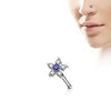 6 CZ Flower Top 316L Surgical Steel WildKlass Nose Bone Stud Rings-WildKlass Jewelry