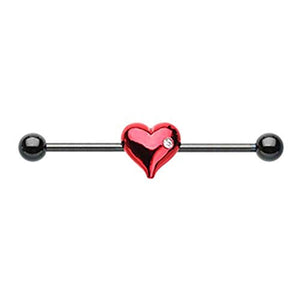 Blackened Red Heart WildKlass Industrial Barbell-WildKlass Jewelry
