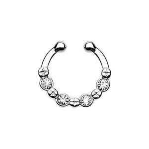 Elan Multi-Gem WildKlass Fake Septum Clip-On Ring-WildKlass Jewelry
