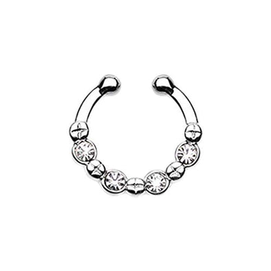 Elan Multi-Gem WildKlass Fake Septum Clip-On Ring-WildKlass Jewelry