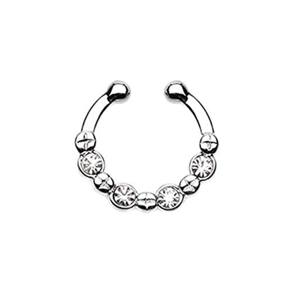 Elan Multi-Gem WildKlass Fake Septum Clip-On Ring-WildKlass Jewelry