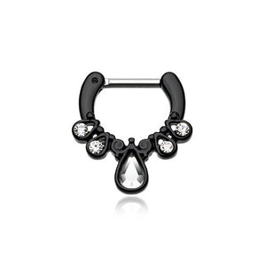 Black Septum Clicker 14g 16g 1/4" 6mm Radiant Kao Septum Ring-WildKlass Jewelry