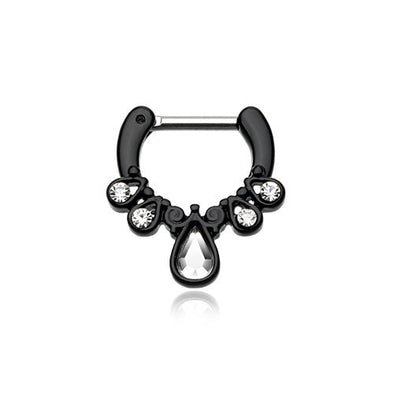 Black Septum Clicker 14g 16g 1/4" 6mm Radiant Kao Septum Ring-WildKlass Jewelry
