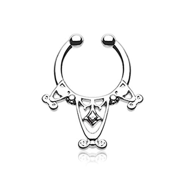 Amarhus Tribal Filigree WildKlass Fake Septum Clip-On Ring-WildKlass Jewelry