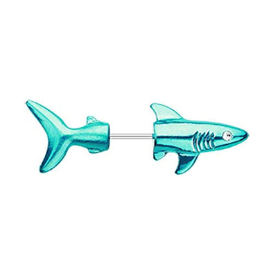 Shark Attack WildKlass Fake Taper 316L Surgical Steel Earring-WildKlass Jewelry