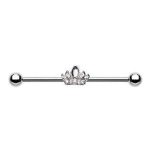 Tiara Crown Sparkle WildKlass Industrial Barbell-WildKlass Jewelry