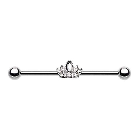 Tiara Crown Sparkle WildKlass Industrial Barbell-WildKlass Jewelry