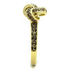 WildKlass Stainless Steel Ring IP Gold Women Top Grade Crystal Smoked Quartz-WildKlass Jewelry