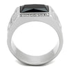 WildKlass Stainless Steel Ring High Polished (no Plating) Men Synthetic Jet-WildKlass Jewelry
