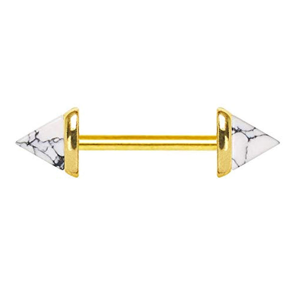 Gold Plated Howlite Triangle WildKlass Nipple Bar-WildKlass Jewelry