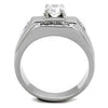 WildKlass Stainless Steel Ring High Polished (no Plating) Men AAA Grade CZ Clear-WildKlass Jewelry