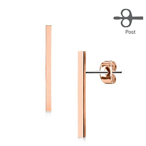 Pair of Plain Long Bar 316L Surgical Steel Post WildKlass Earring Studs-WildKlass Jewelry
