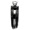 WildKlass Stainless Steel Ring Two-Tone IP Black Women AAA Grade CZ Clear-WildKlass Jewelry