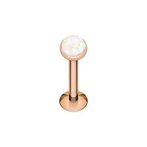 Rose Gold Opal Glitter Shower Dome WildKlass Steel Labret-WildKlass Jewelry