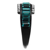WildKlass Stainless Steel Ring IP Black Women Top Grade Crystal Blue Zircon-WildKlass Jewelry
