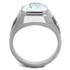 WildKlass Stainless Steel Ring High Polished (no Plating) Men AAA Grade CZ Clear-WildKlass Jewelry