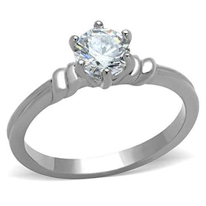 WildKlass Stainless Steel Solitaire Ring High Polished (no Plating) Women AAA Grade CZ Clear-WildKlass Jewelry