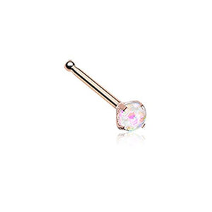 Rose Gold Opal Sparkle Prong Set WildKlass Nose Stud Ring-WildKlass Jewelry