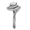 WildKlass Stainless Steel Ring High Polished (no Plating) Women AAA Grade CZ Clear-WildKlass Jewelry