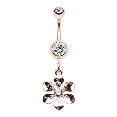 Rose Gold Springtime Flower WildKlass Belly Button Ring-WildKlass Jewelry