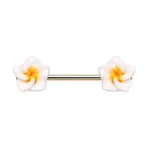 WILDKLASS Springtime Plumeria Flower Nipple Barbell Ring-WildKlass Jewelry